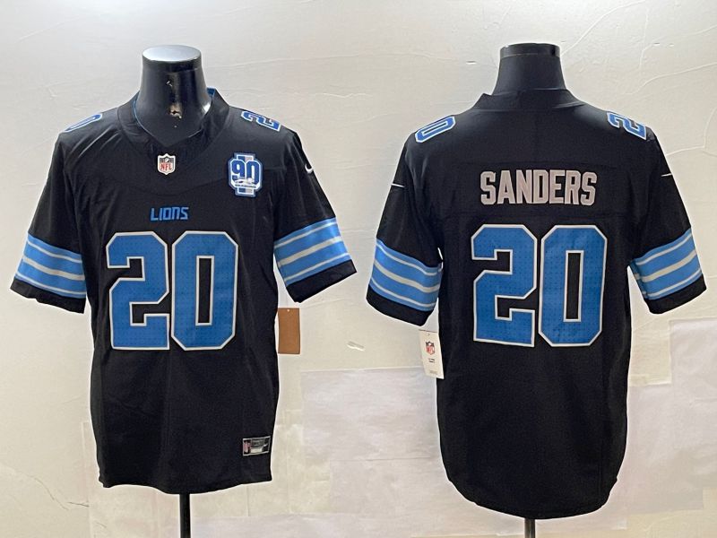 Men Detroit Lions #20 Sanders Black three generations 2024 Nike Limited NFL Jersey style 3